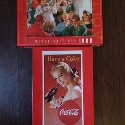 Lot Of 2 Jigsaw Puzzles Coca Cola 