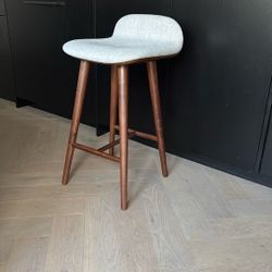 Set Of 2 Article 27” Counter Stool Walnut With Grey Fabric 