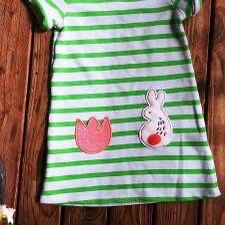 Cat & Jack girls 3T dress striped bunny flower sweatshirt material Easter Dress 