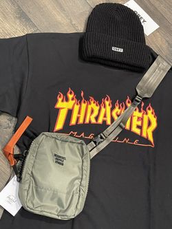 Large Thrasher Shirt obey beanie Herschel Side Bag Bundle