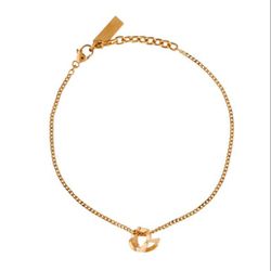 BRAND NEW /NEVER WORN - Saint Laurent Monogram Twist Gold Metal Chain Bracelet

