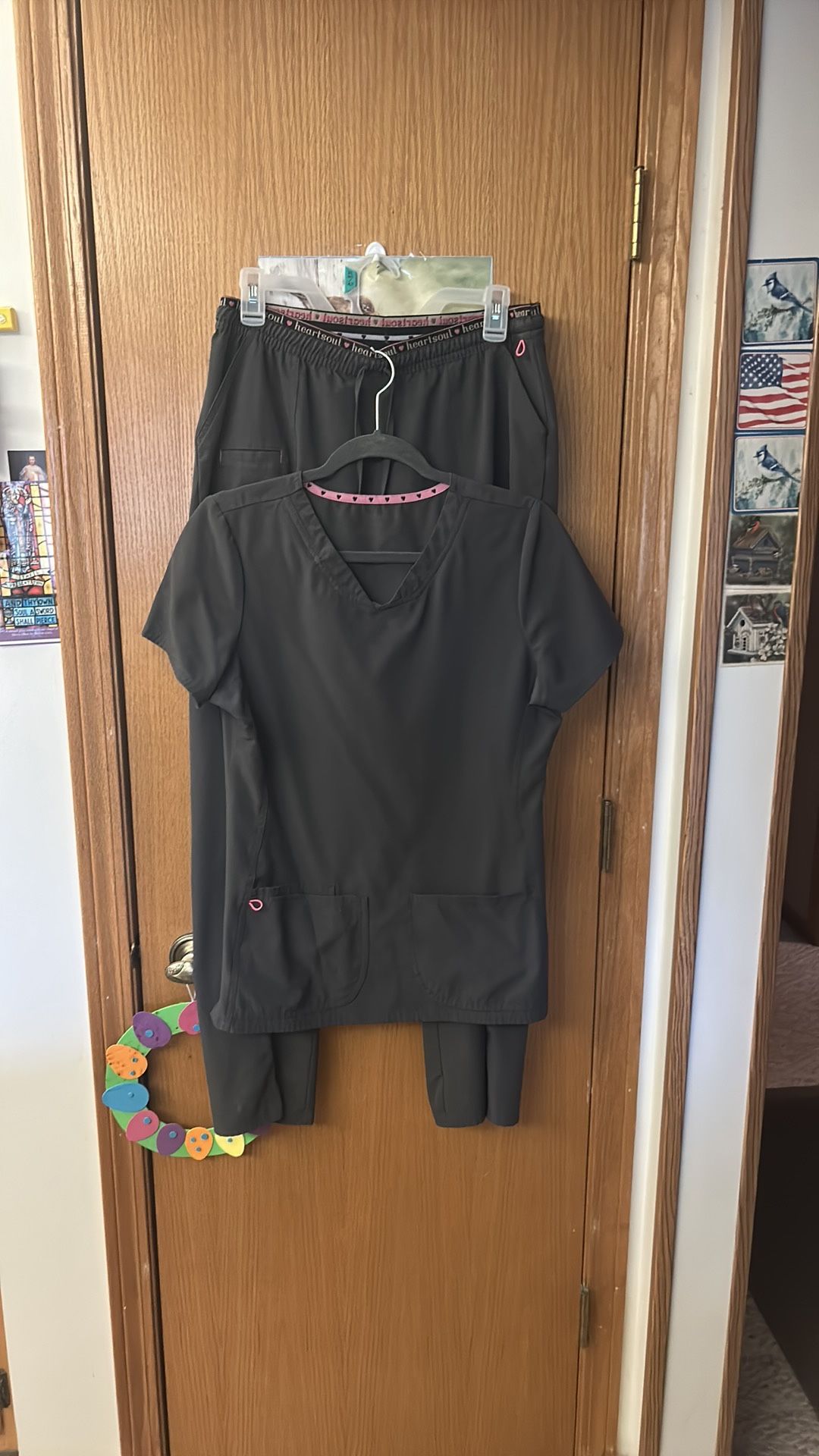 HeartSoul Grey Scrub Top & Bottom Set