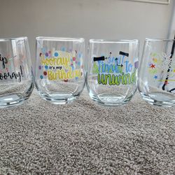 New Stemless Wine Glasses X4