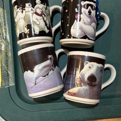 Four Coca Cola Bear Coffee Mugs