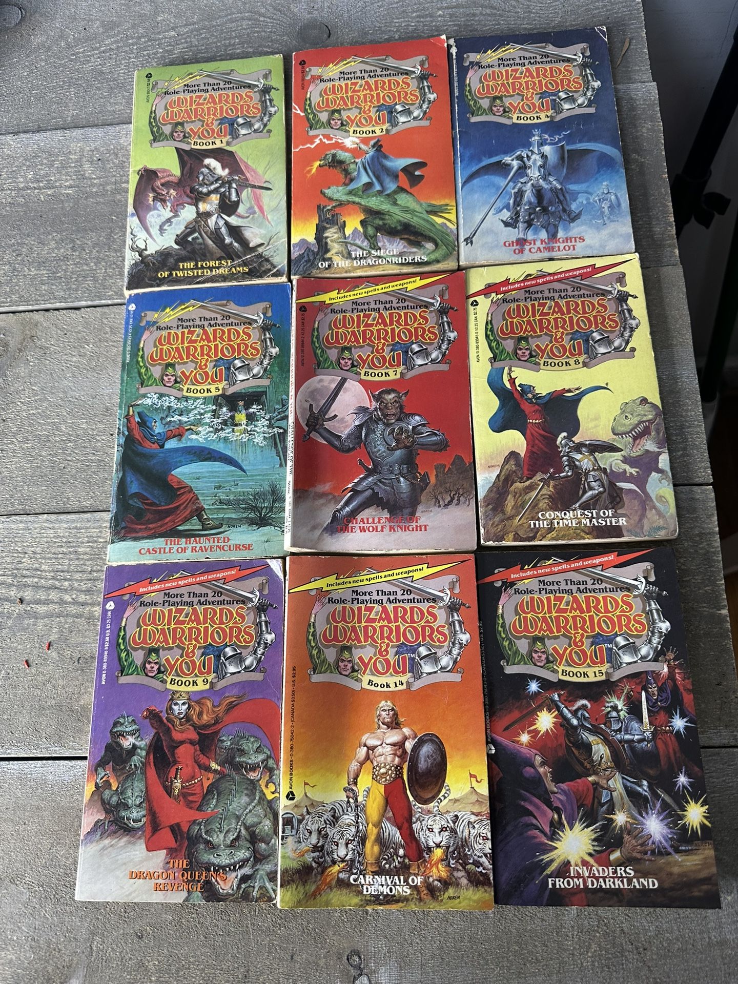 Vintage Wizards Warriors & You Soft Paperback Book Lot # 1 2 4 5 7 8 9 14 15