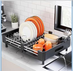 Expandable Dish Rack,Foldable Stainless Steel Dish Drainers