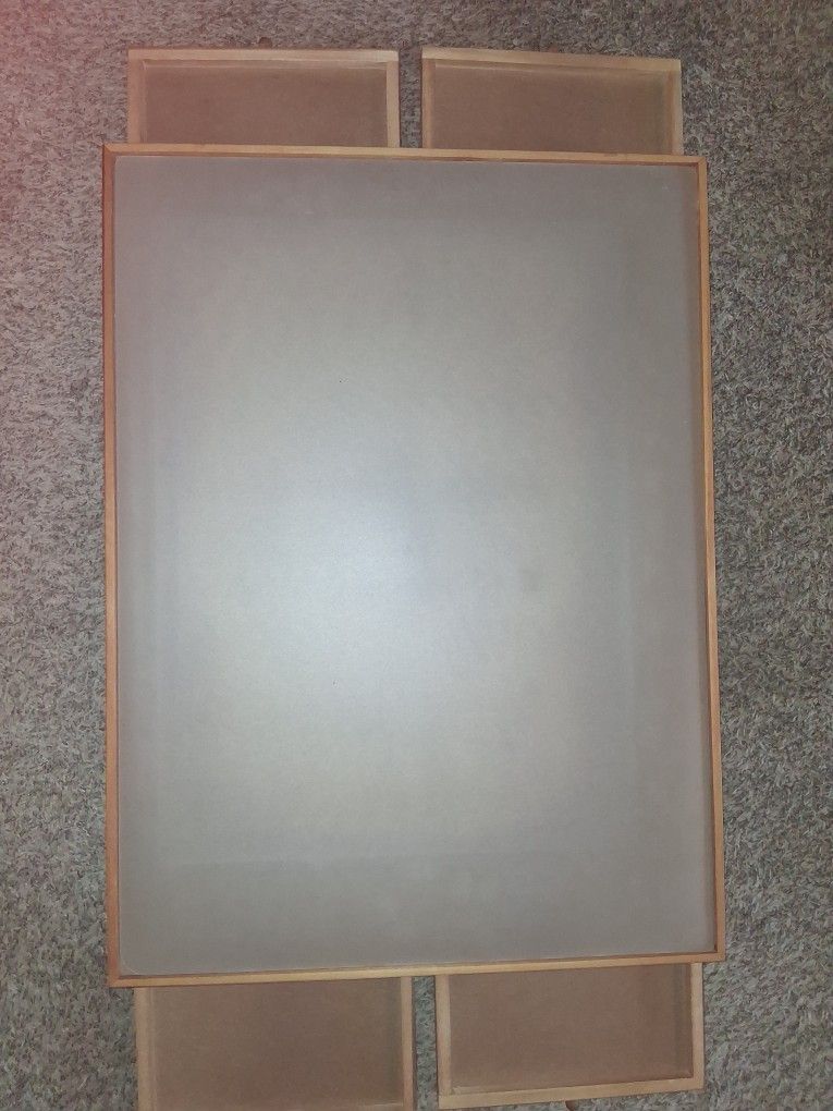 Puzzle Desk, 4 Inside Drawers, On Lazy Susan, Top Removable Plastic Sheet, Puzzle Frame For Display