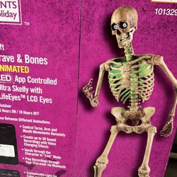 6.5 ft. Ultra Skelly with LifeEyes LCD Eyes Halloween Decoration LED App Controlled 