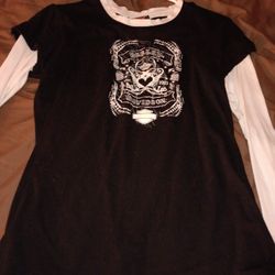 Harley Davidson Black And White Long Sleeve Shirt Size Medium-large