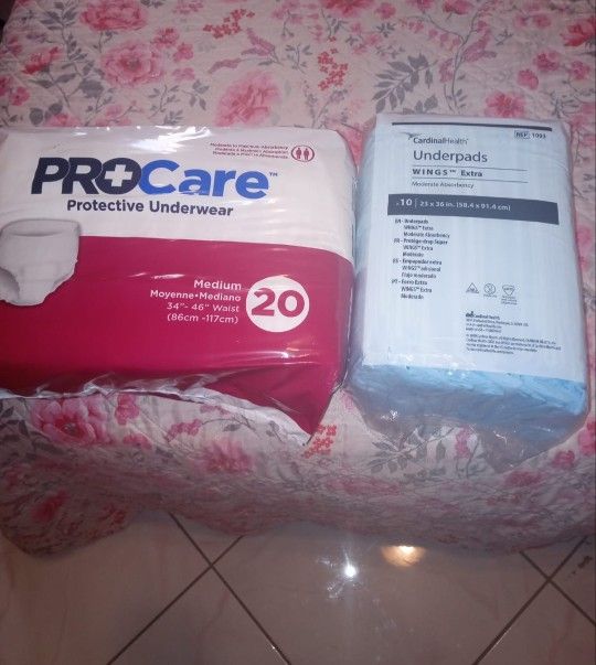 Pampers 20piezas Para Adultos Size Mediano Y Sabanita 10 Piezas Para Personas Mayores ,Todo Nuevo En Su Caja