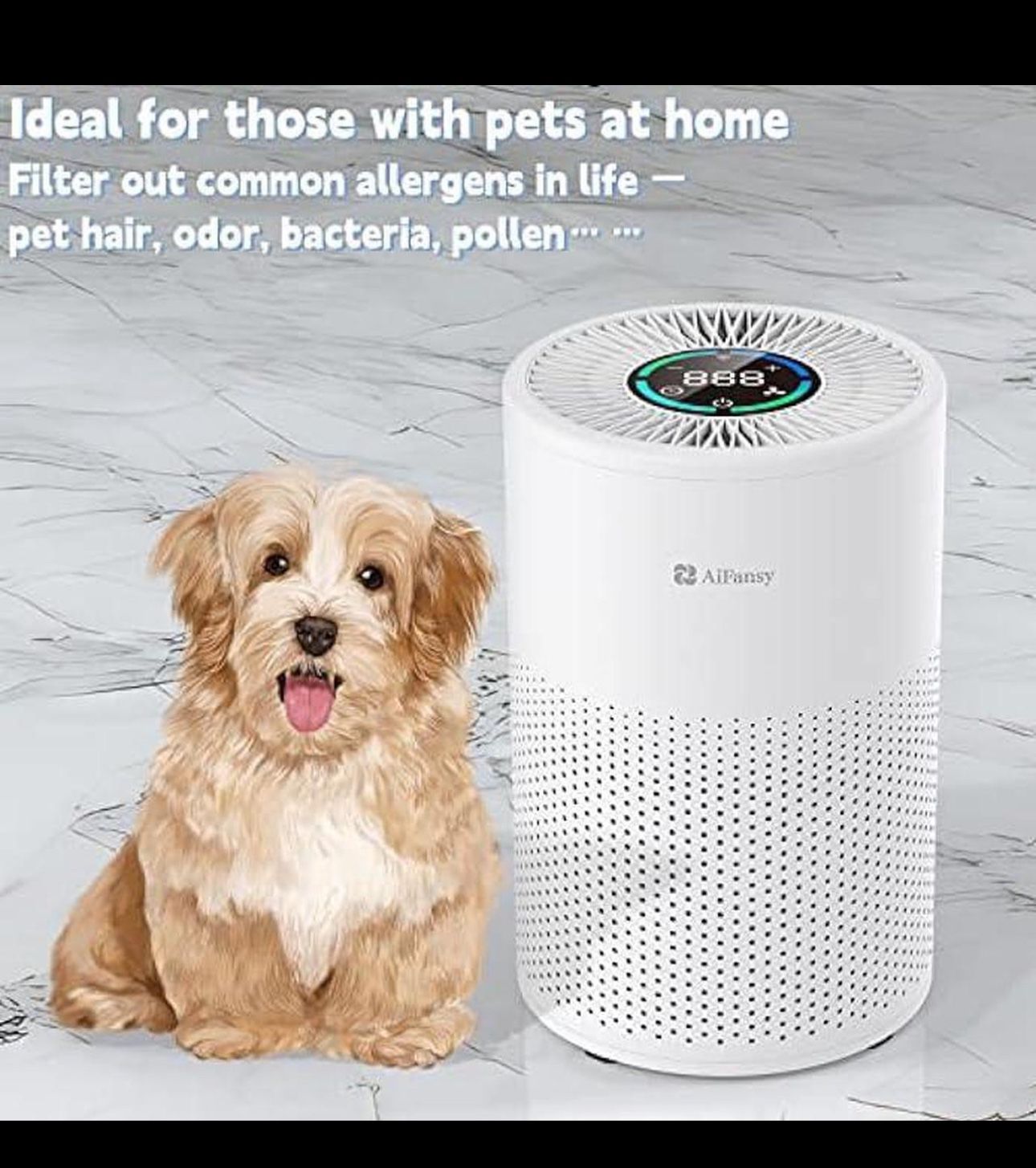 AiFansy Smart Air Purifiers for Home Office - H13 True HEPA Filter for Allergies, Quality Monitor, Filters Odors Smoke Dust Pollen Pet Dog Cat