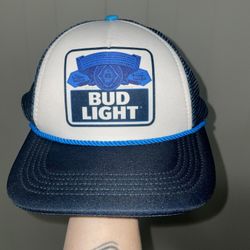 Bud Light Snapback Mesh Trucker Hat Cap Blue White Beer Adjustable Slouch