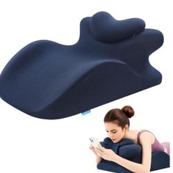 Memory Foam Ergonomic Rest Pillow - Compact Prone Pillow for Sleeping & Reading in Bed, Targeted Support for Back Pain, Acid Reflux & Sitting Up, Idea