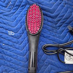Simply Straight Ceramic Hair Straightener Brush LCD Display Temp Control Pink