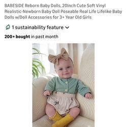 BABESIDE Reborn Baby Dolls, 20Inch Cute Soft Vinyl Realistic-Newborn Baby Doll Poseable Real Life Lifelike Baby Dolls w/Doll Accessories for 3+ Year O
