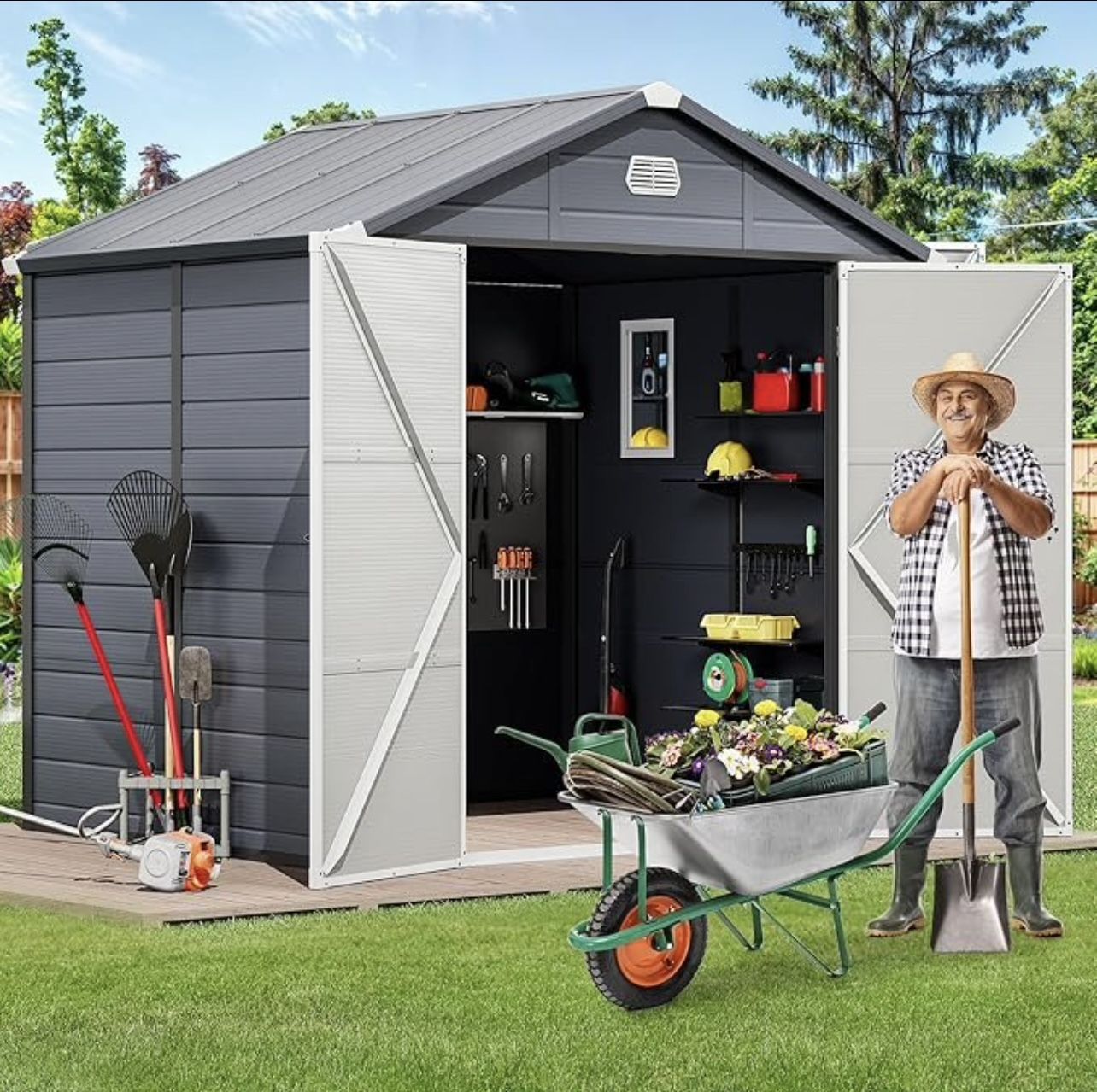 OUTDOOR SHED 6 X 8 WATERPROOF AND LOCKABLE BRAND NEW IN BOX!!!