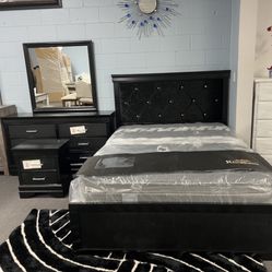 4PC Black Queen Bedroom Set 