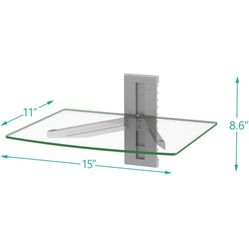TV Shelf with Strengthened Tempered Glasses for DVD Players, Cable Boxes, Games Consoles, TV 