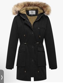 Winter Military Fur Hooded Parka Coat  Size Small