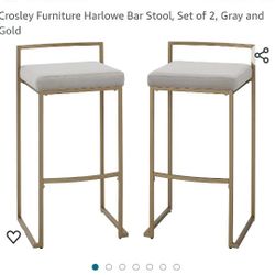 Nee Set Of Gray Suede Bar Stools 