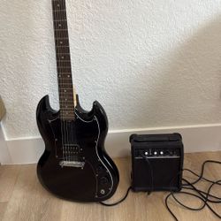 Maestro By Gibson Black Electric Guitar With Amplifier