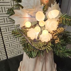 Vintage Christmas Angel Fine Porcelain Made In Philippines W Lights Work 15 Inch