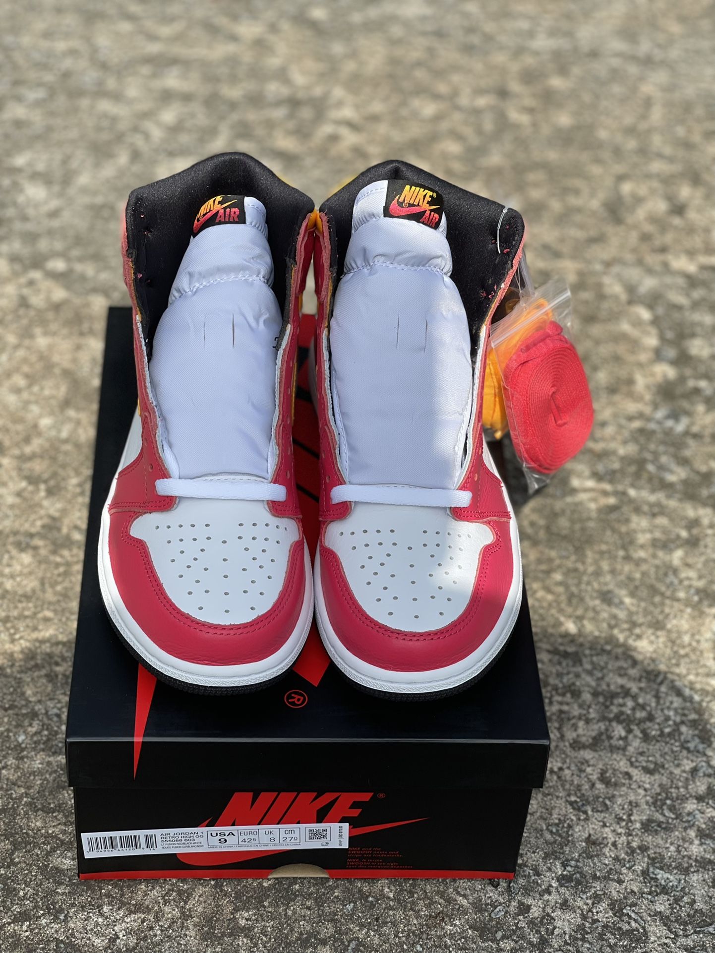 fusion red 1s on feet