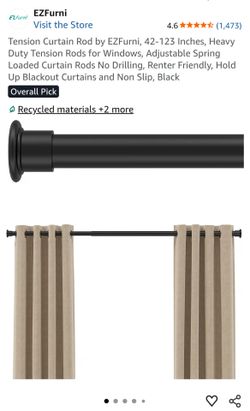 Tension Curtain Rod , 42-123 Inches,