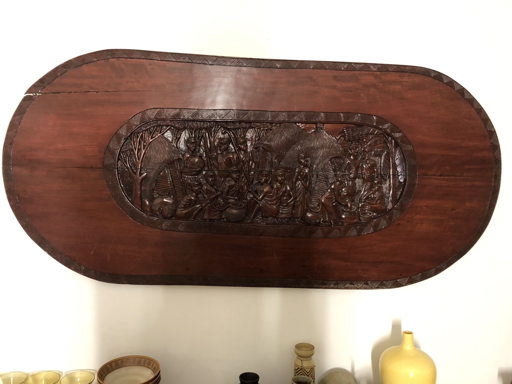 African Wall Mural Hand Carved