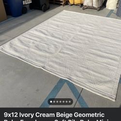 Ivory/ Cream Geometric Boho Farmhouse Rug 