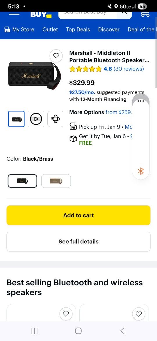 Marshall Speaker Retail Price 245$