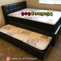 Full/Twin Expresso Trundle Beds w. Orthopedic Mattresses Included 