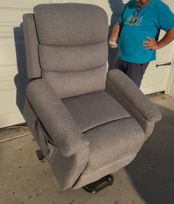 Remote control power lift recliner in gray