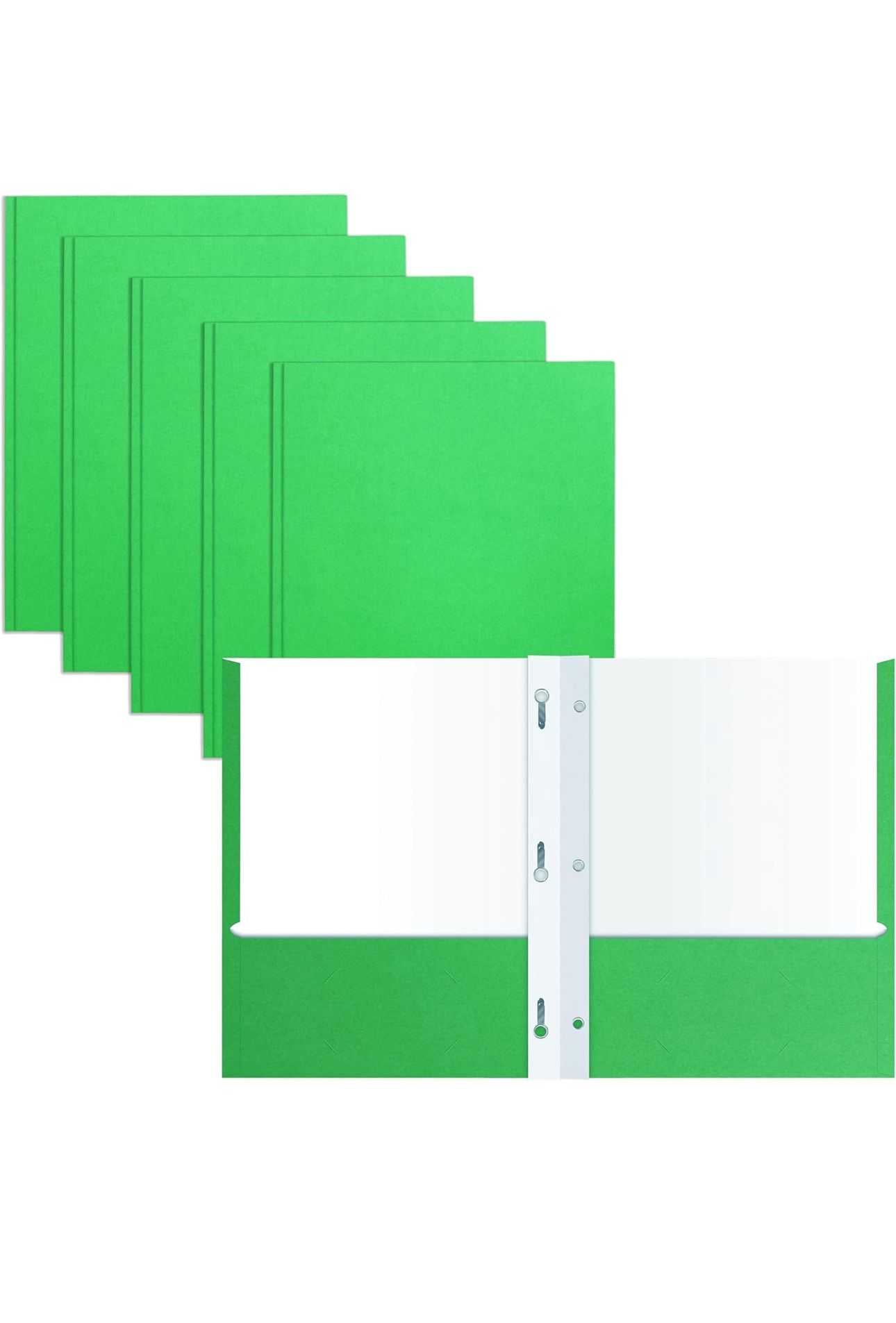 50 Pack Neon Green 2 Pocket Folders with Prongs Letter Size Matte Finish School