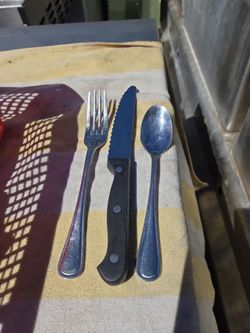 Silverware, Steak knife and Fork - lot