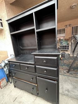 Black Dresser with Shelves