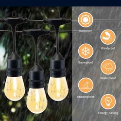OUTDOOR STRING LIGHTS 45 FT. WATERPROOF PATIO GARDEN SET- 15 BULBS