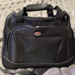 American Tourister Black Carry On Shoulder Bag Tote Strap Zipper NEW