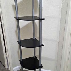 5-Tier Corner Shelf Black and Silver with a height of 145cm