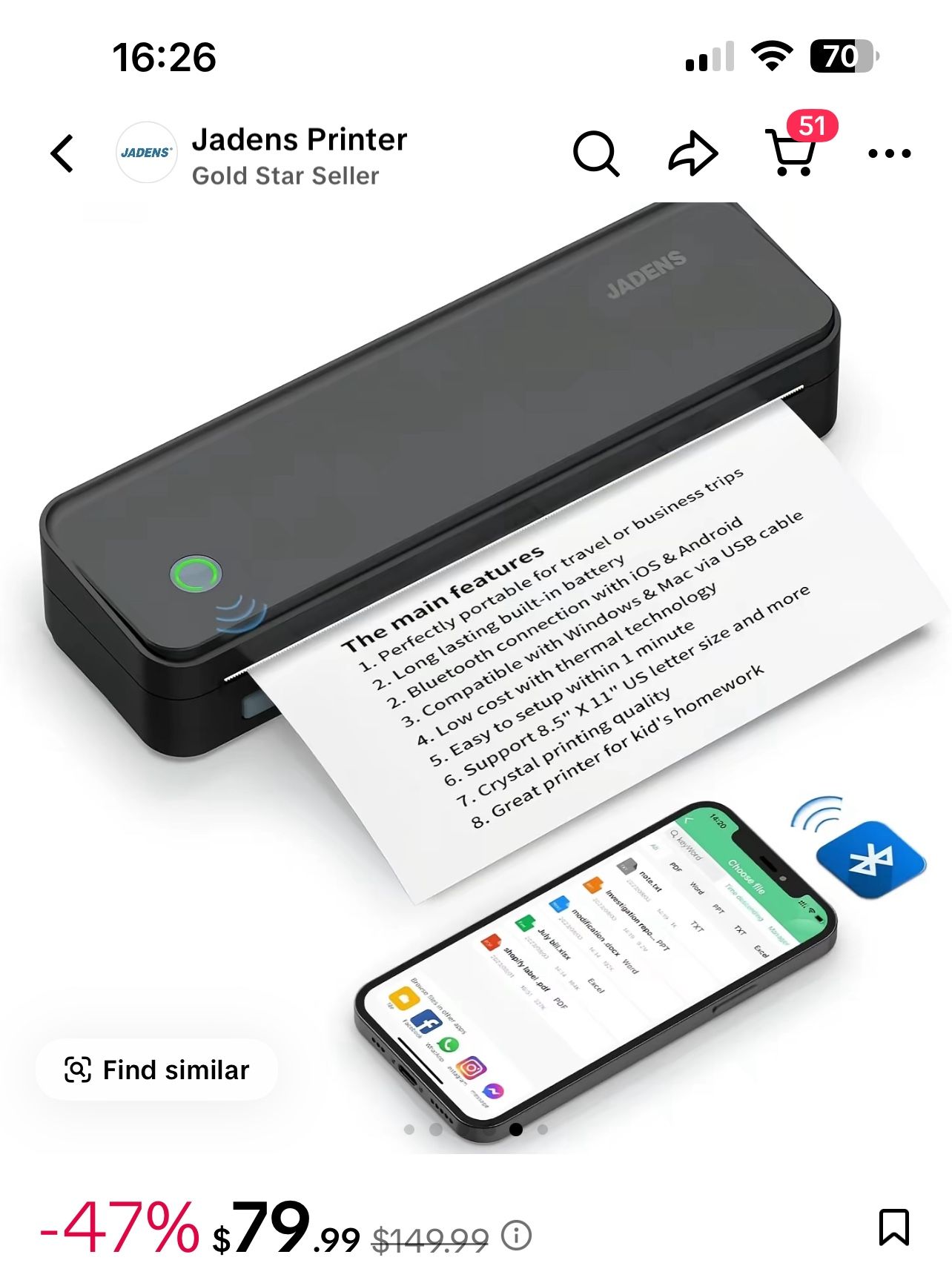 Jadens Thermal Paper Printer