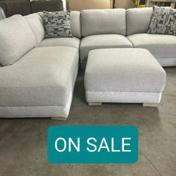 Gray Sectional Couch Sofa With Ottoman 