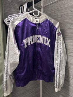 Vintage Women’s Reebok Phoenix Suns Purple White Satin Bomber Jacket XL