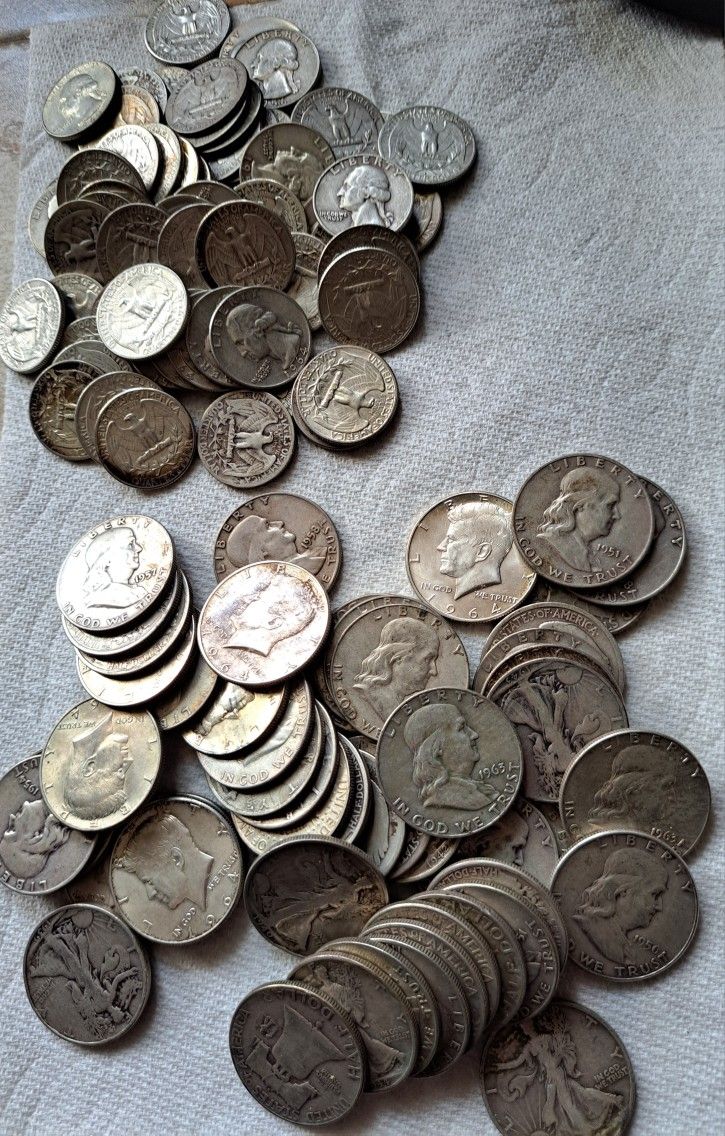 TOTAL OF $41.75 FACE OF MIXED 90% JUNK FULL DATES SILVER** PRICE IS FIRM!!