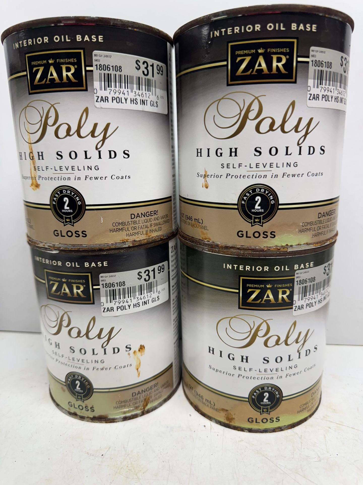 (4) Zar Poly High Solids Gloss Qt. $10 Takes All. Must Pick Up