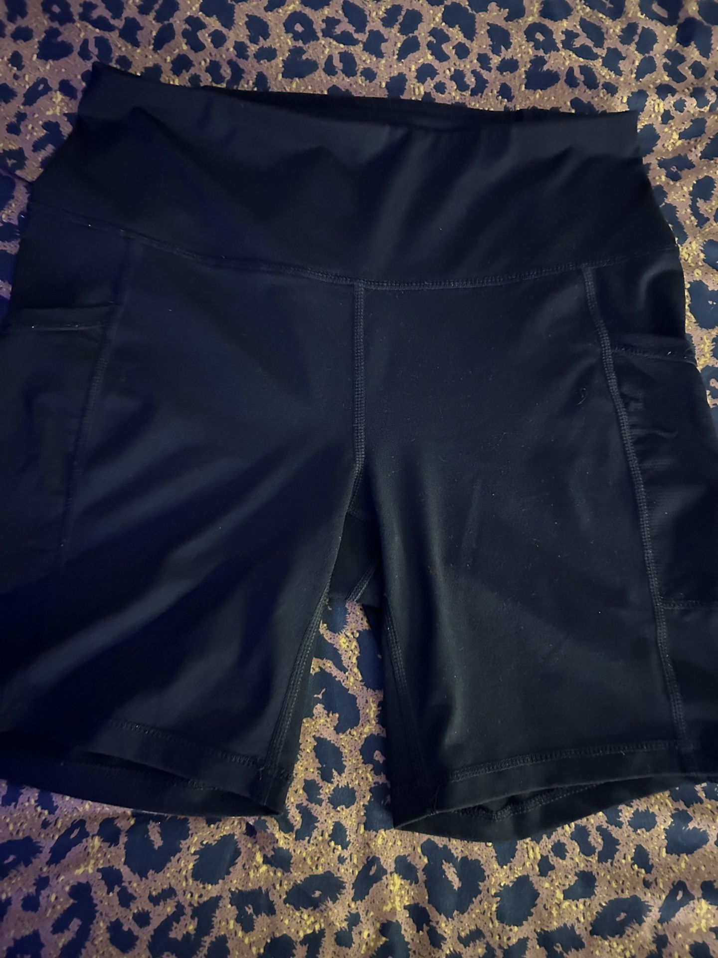 black high-waisted gym shorts