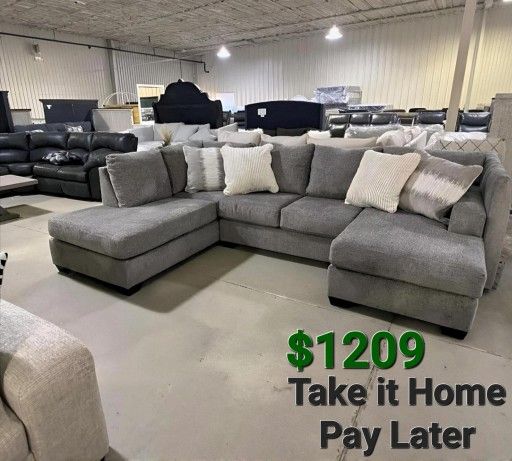 CRESWELL LINEN SECTIONAL RAF WITH CHAISE SECTIONAL