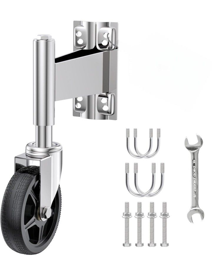 Gate Casters 5” Heavy Duty Gate Caster Wheels with Hardware for Tube Gates, Metal Gates