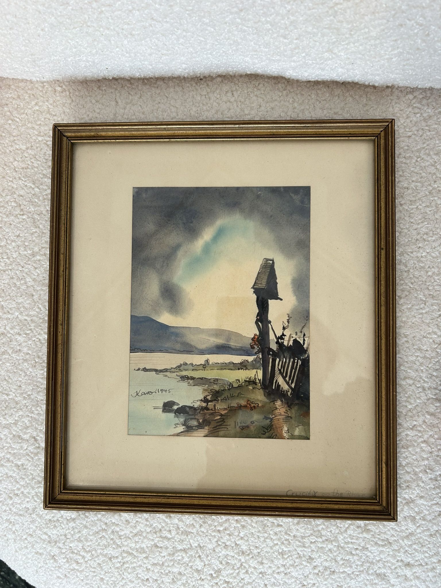 Original Signed 1940’s Watercolor Framed Artwork Art Wall Hanging Collectible Estate Find