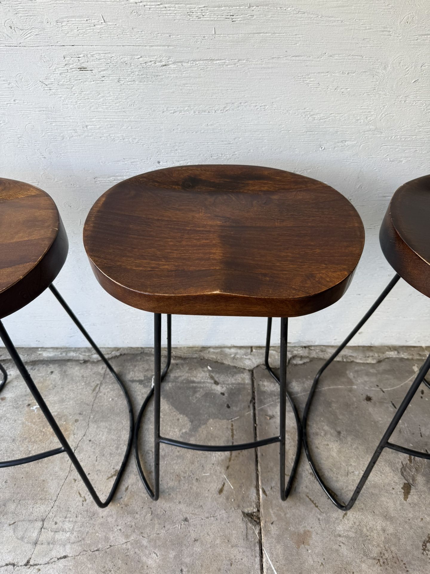 Wooden Barstools w/ Metal Legs