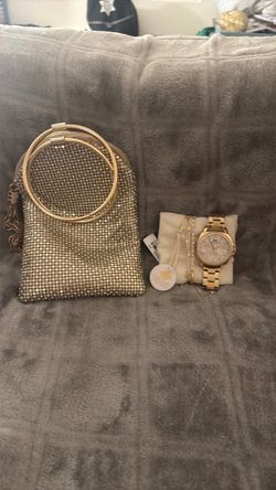 Gold Sequin Clutch Bag with Ring Handle